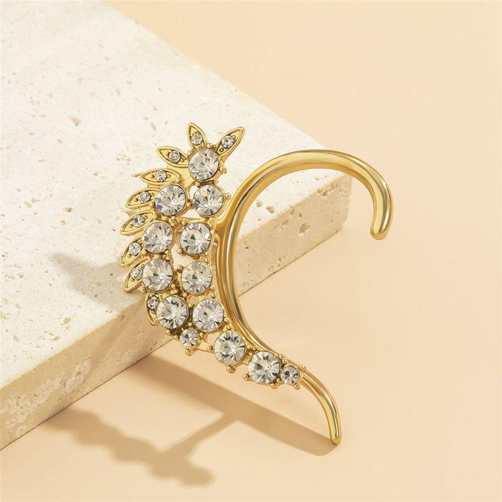 Lily Rhinestones Ear Cuff Perhiasan Pesta Anting Geometris