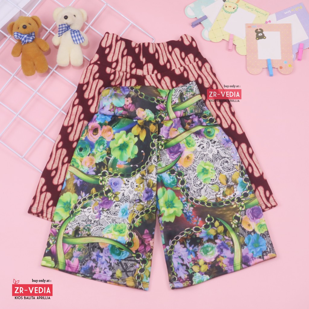 Kulot Motif Uk. 3-4 Tahun / Celana 3per4 Anak Perempuan Skirt Murah Celana Pendek Pants Adem Kulot