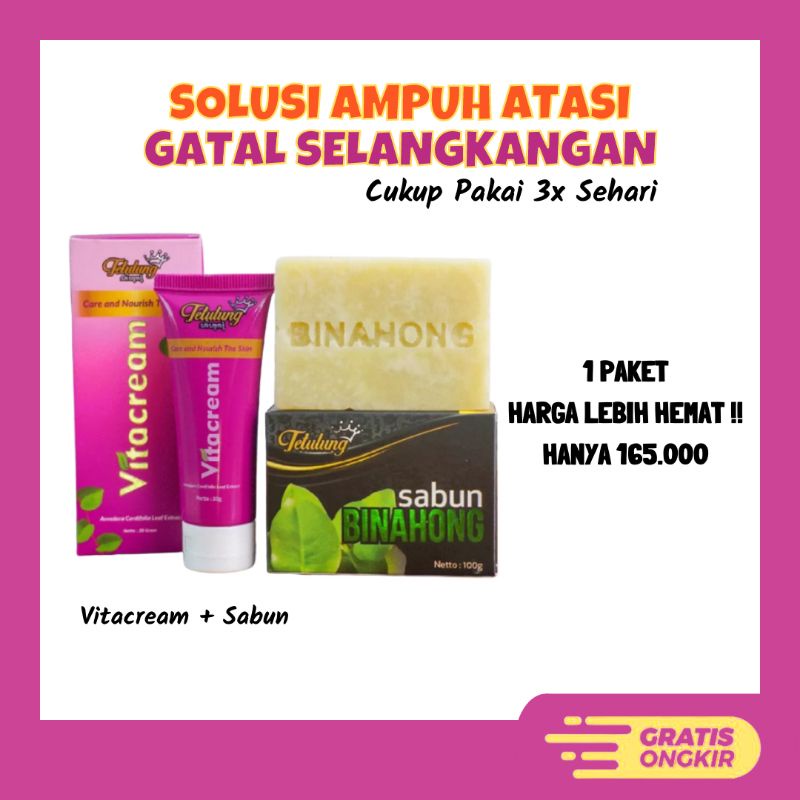 ( Paket ) Vita cream selangkangan dan Sabun binahong original - Salep Vita cream selangkangan 1 pake