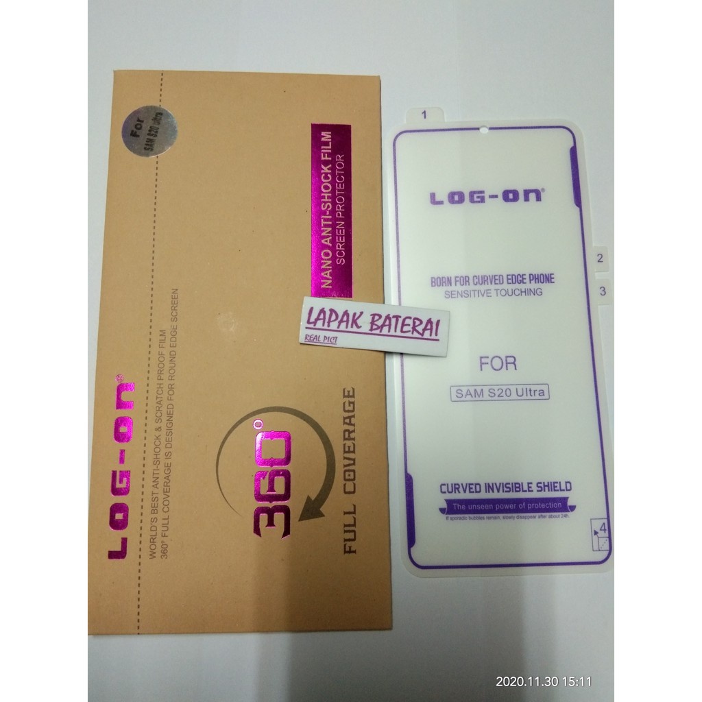 ANTI SHOCK SAMSUNG S20 ULTRA - LOG ON SCREEN PROTECTOR - ANTI GORES