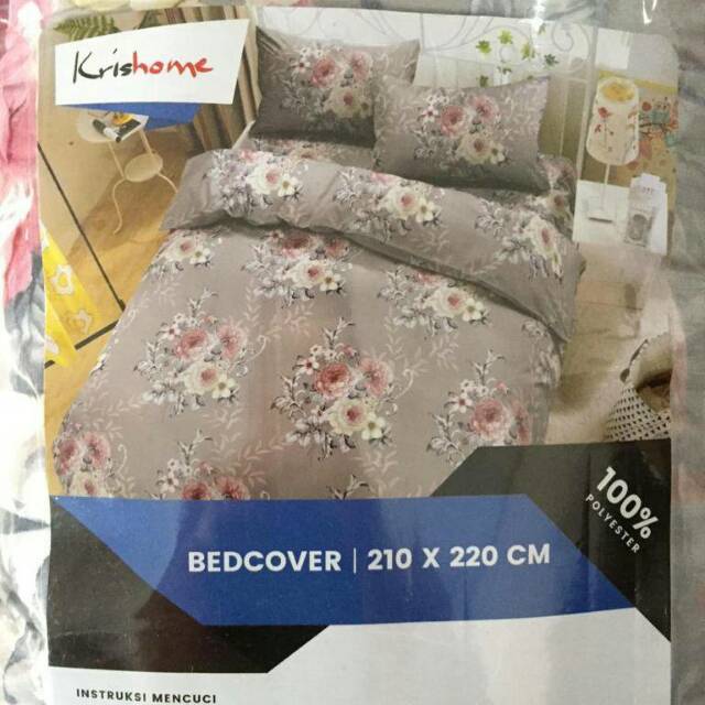 Bedcover bunga abu krishome