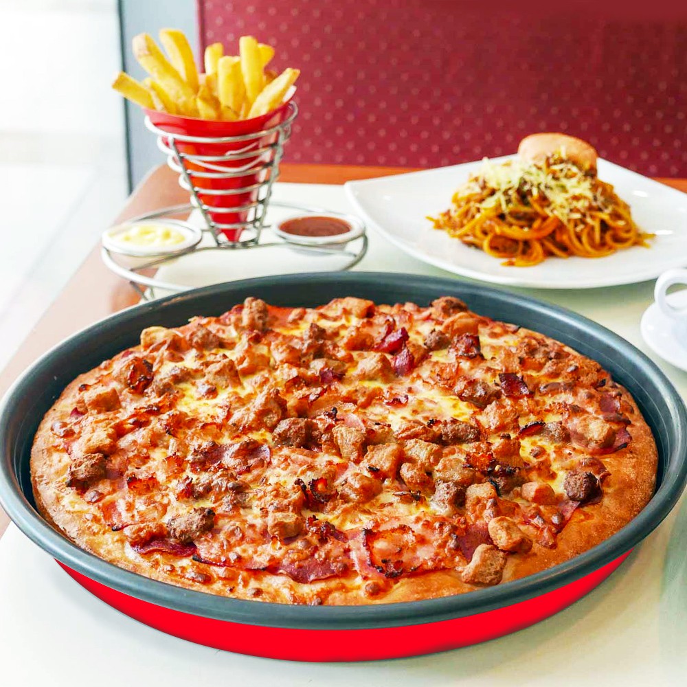 Makcook Pizza Plate 24 cm / Loyang Wadah Pizza Anti lengket – Hitam
