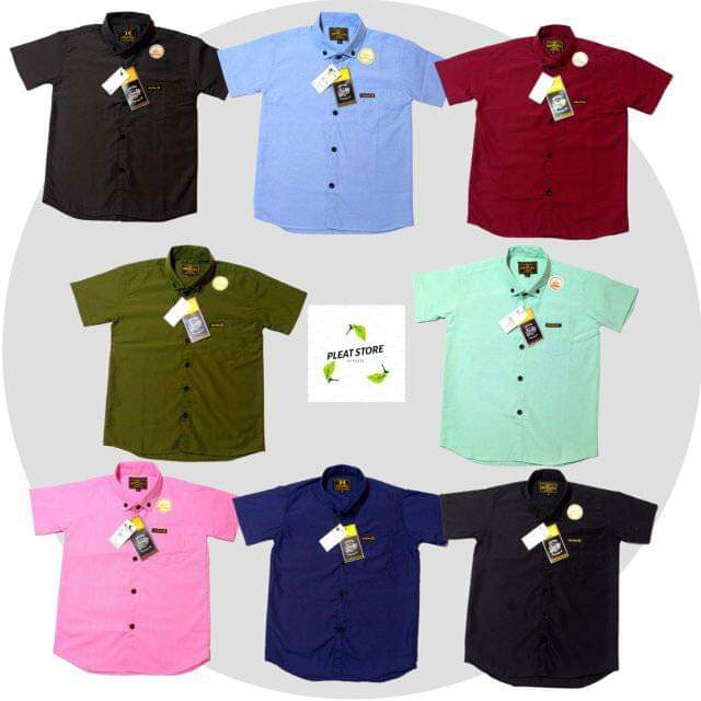Baju kemeja anak laki laki Import 1-12 tahun Bayi Cowok Lengan Pendek Hem Anak Polos