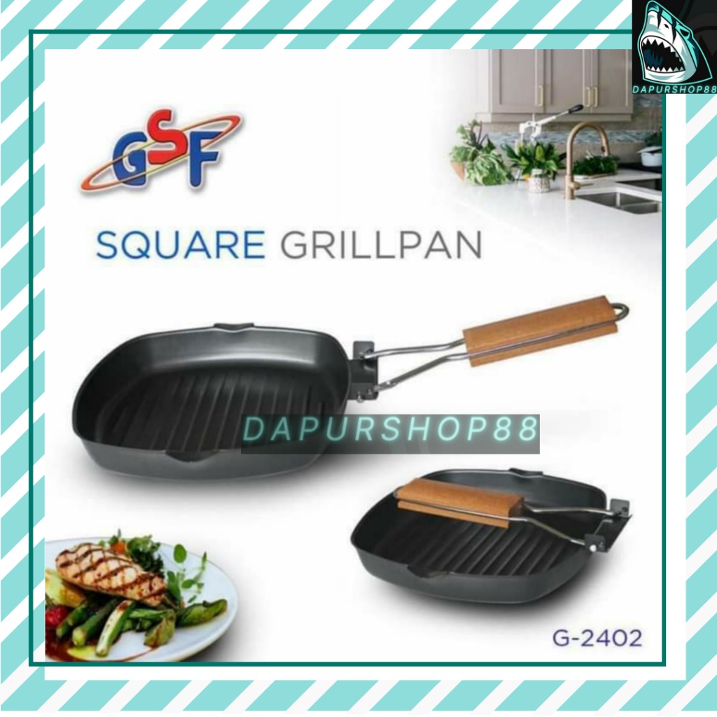 SQUARE GRILL PAN 20CM GSF 2402 / PANGGANGAN BBQ SERBAGUNA / GSF SQUER GRILLPAN G-2402 / TEFLON WAJAN