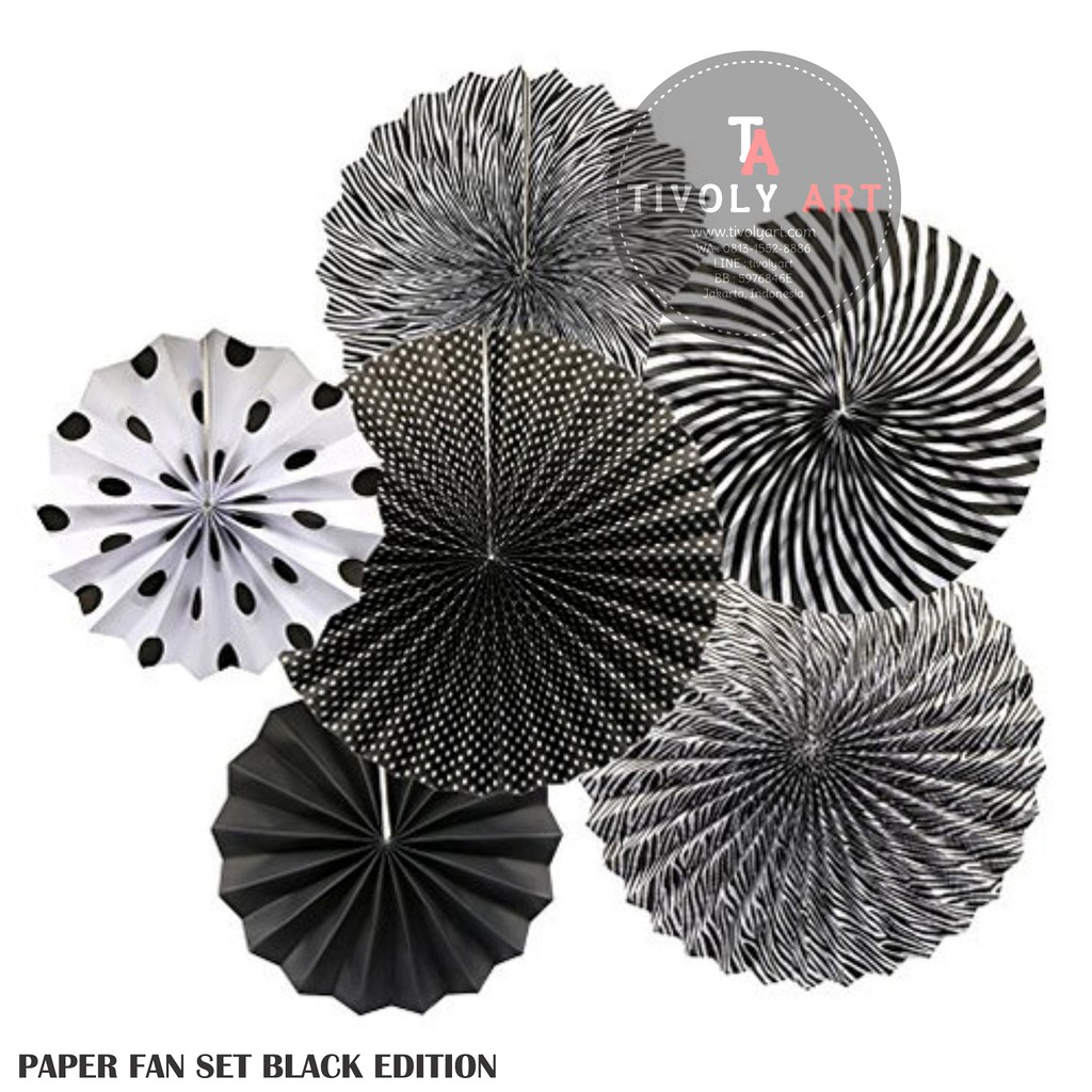 

Paper Fan Dekorasi SET BLACK EDITION / Paper Fan Black Set