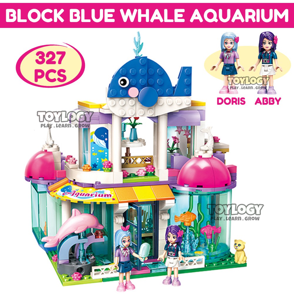 Mainan Block Qman Cherry Colorful Holiday Blue Whale Aquarium Ikan Brick 2012
