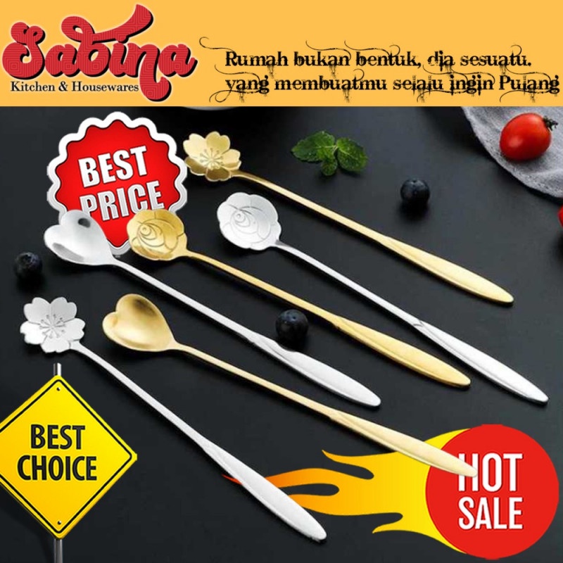 Sendok Teh Gagang Panjang 18CM Long Handled Tea Spoon Stainless