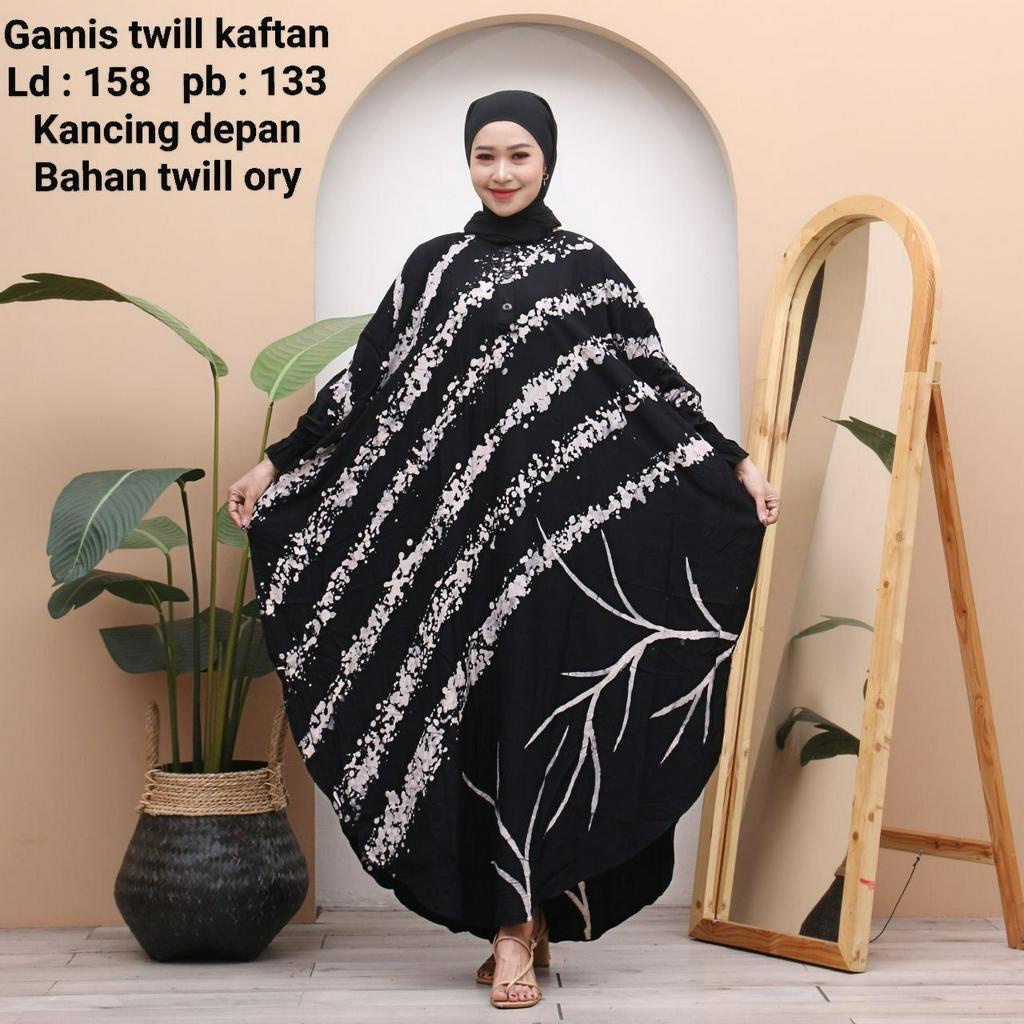 GAMIS TWILL KAFTAN SUPER JUMBO LD 144 PB 130 KANCING DEPAN BAHAN TWILL ORY BERKUALITAS.