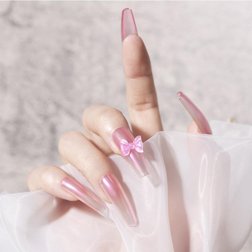 AUGUSTINA Agustina Ikatan Simpul 3D Dekorasi Nail Art Warna Permen Dapat Ditekuk Nail Art Berlian Lembut DIY Manicure Aksesoris