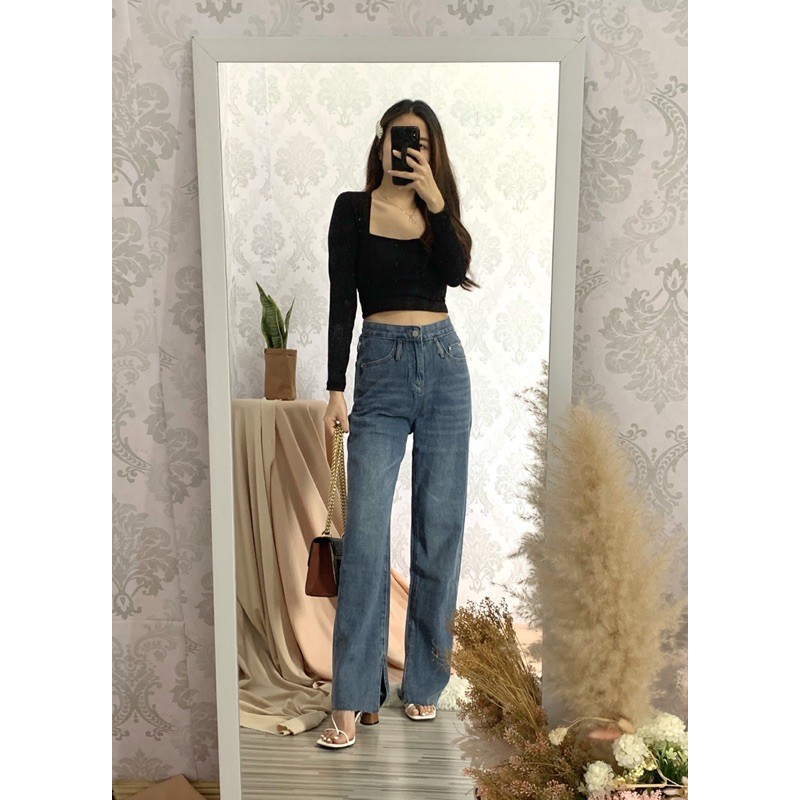 CHLOE CULLOTE JEANS - HW JEANS KULOT SLIT WANITA