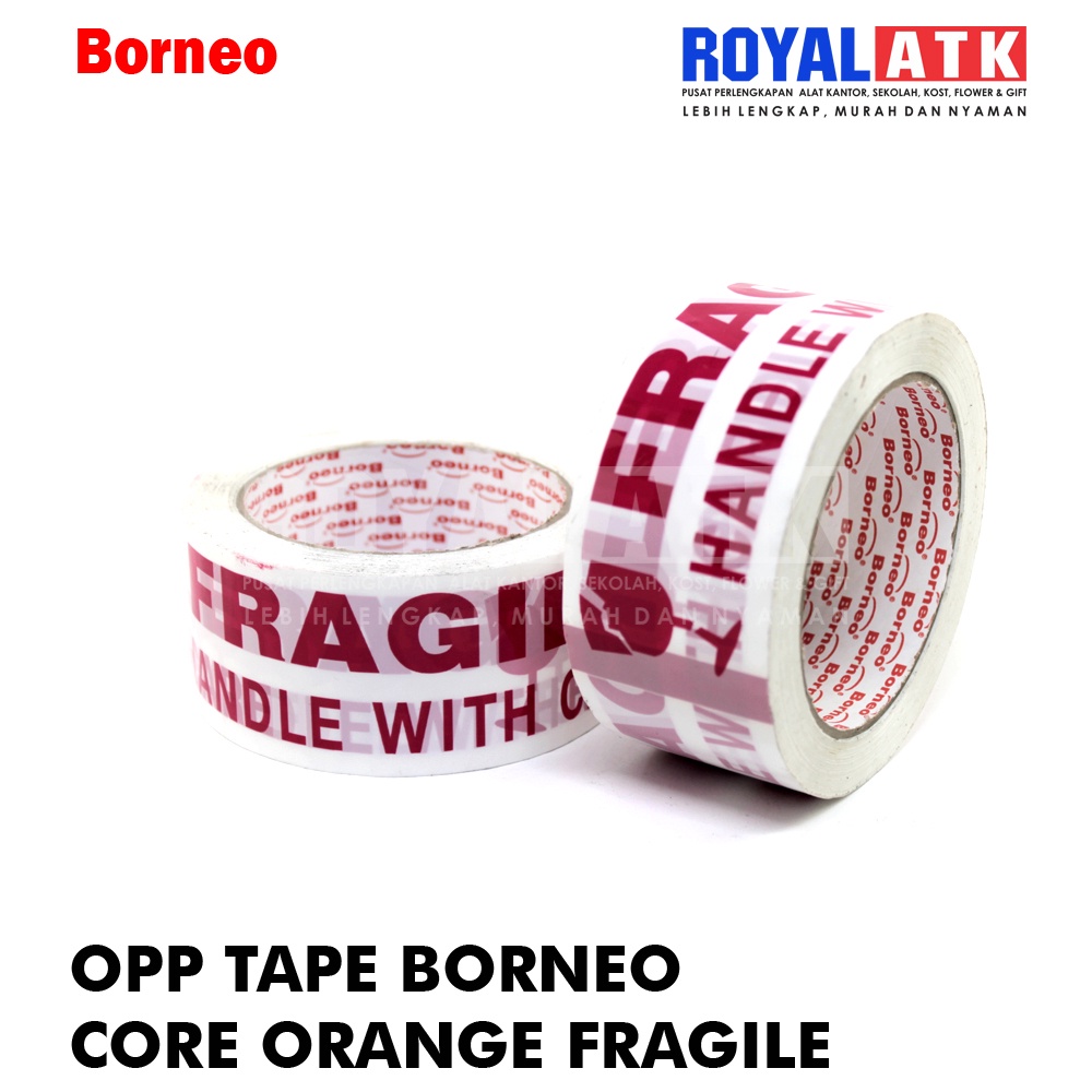 Lakban Fragile Borneo Putih 48mmx90Yard OPP