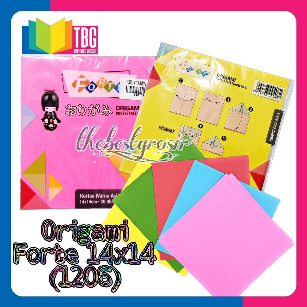 

1 PACK (25 LEMBAR) ORIGAMI 14x14 FORTE / KERTAS LIPAT BOLAK-BALIK / DOUBLE SIDE ORIGAMI FORTE (1206)