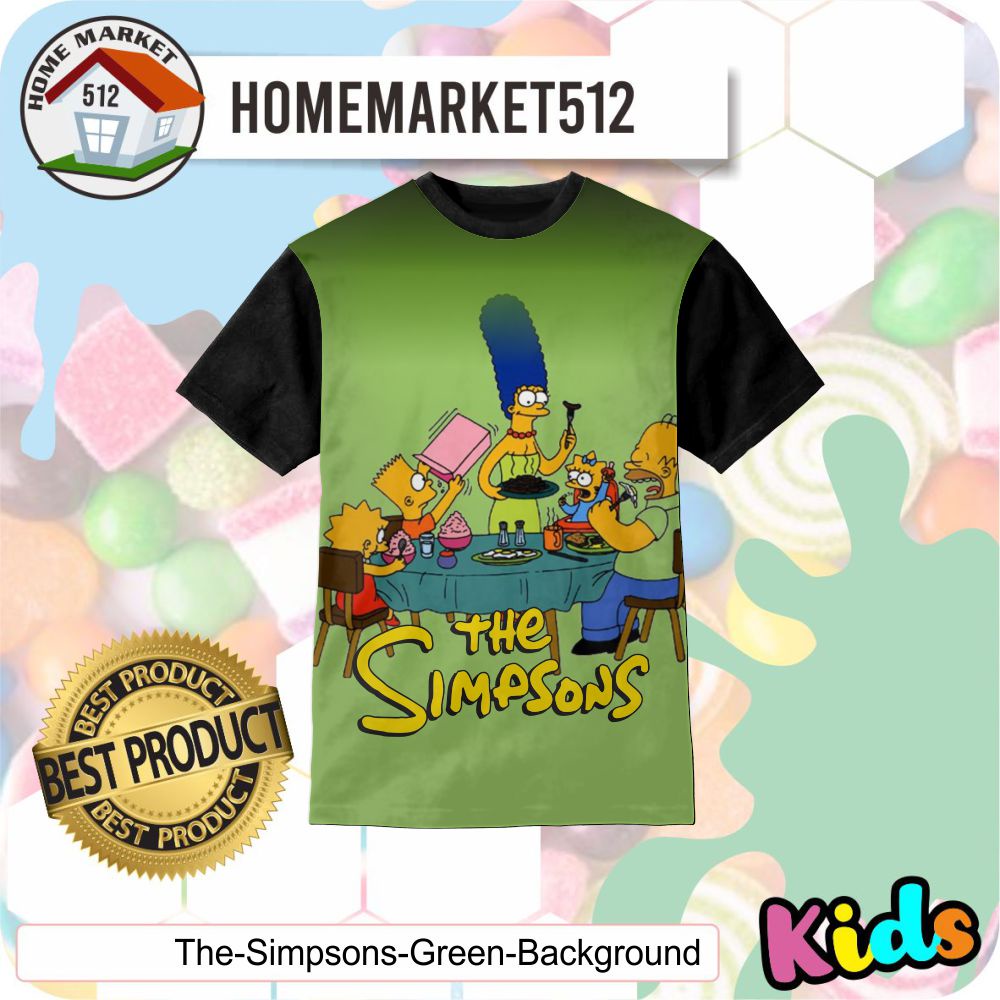 Kaos Anak The Simpsons Green Background Kaos Anak Laki-Laki Dan Perempuan | HOMEMARKET512-0