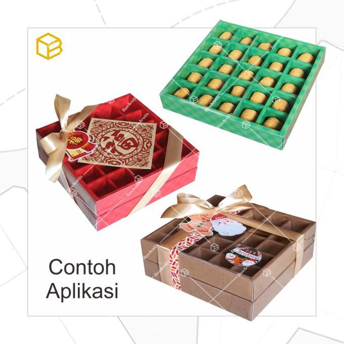 

Cb212135 - Box Nastar Sekat Mika / Dus Kotak Sekat / Box Cookies Gift - Cokelat, Dengan Sekat