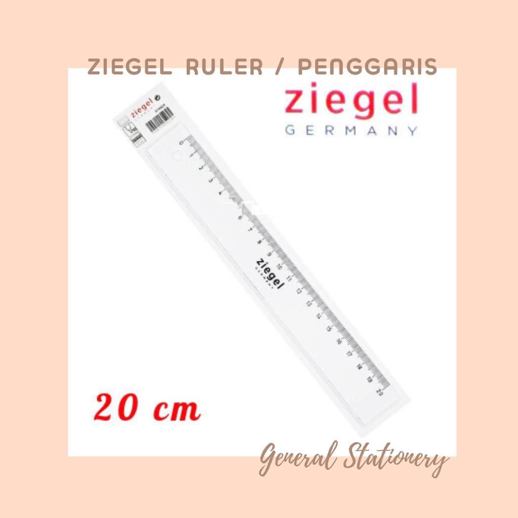 Ziegel Flat Ruler 20 cm / Penggaris Ziegel Bening 20 cm