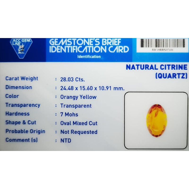 BATU PERMATA YELLOW CITRINE + MEMO ACC