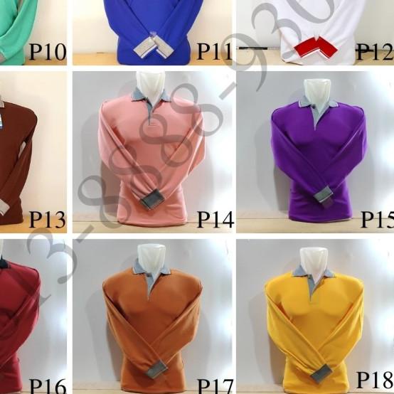 ❅ kaos polo berkerah polos lengan panjang wanita kaos kerah Merah Polos - Tulis No. Warna, S ❂