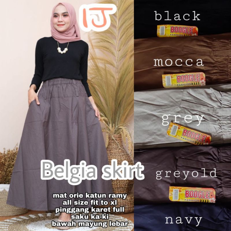 Rok Panjang  Payung Jumbo Polos Bahan Katun Cigaret Tebal