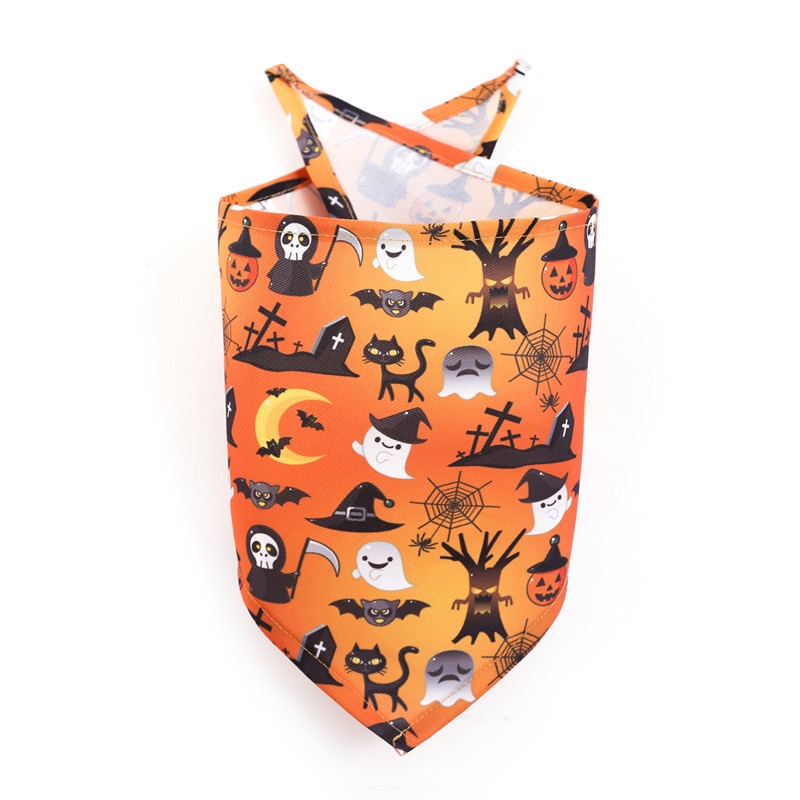 Bandana / Syal / Bib Anjing / Kucing Kecil Motif Halloween