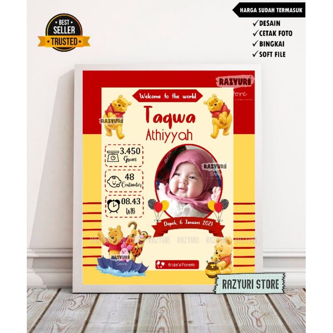 FRAME BIODATA BAYI/KADO KELAHIRAN BAYI UNIK/BINGKAI BIODATA ANAK/HADIAH KELAHIRAN