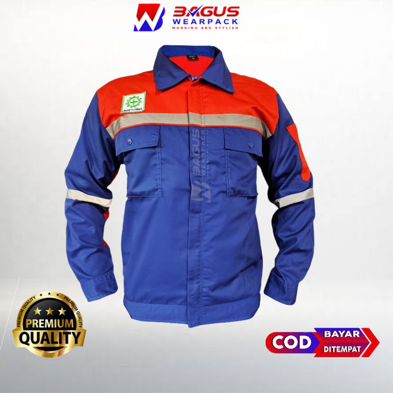 WEARPACK SAFETY / KEMEJA SAFETY / BAJU SAFETY LENGAN PANJANG / BAJU PROYEK KEREN / BAJU KERJA PRIA PROYEK / BAJU KERJA PIRA LAPANGAN / BAJU MEKANIK / BAJU WEARPACK / WERFAK PRIA KERJA / BAJU WEARPACK KERJA PROYEK / BAJU TAMBANG / BENHUR MERAH