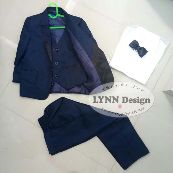 2- 10 tahun PREMIUM Setelan jas anak tuxedo 5 in 1 NAVY BIRU