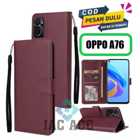DOMPET HP UNTUK OPPO A76 NEW 2022 LEATHER FLIP CASE UNTUK OPPO A76 NEW 2022