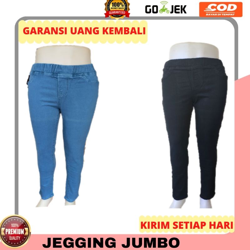 JEGGING JEANS JUMBO WANITA legging jeans jumbo big size celana jeans pinggang karet jumbo big size cewek cewe perempuan celana jeans panjang premium polos terbaru terkini