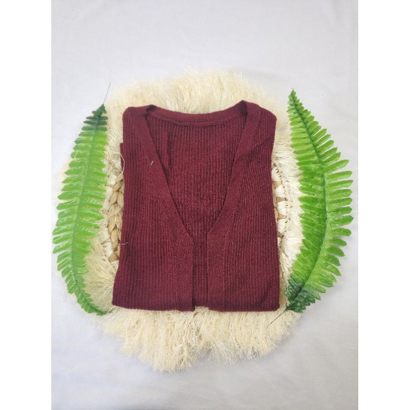 CARDIGAN RAJUT MALONE Wanita Knit Kardigan-MALONE MARUN