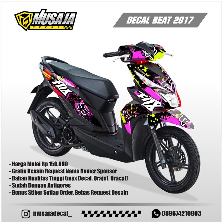 Decal stiker beat 2017 full body motif bercak fox - decal beat 2017 fullbody