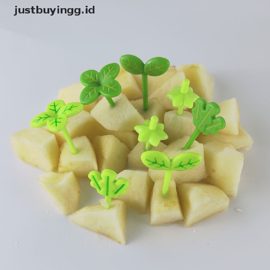 (Justbuyingg.Id) 8pcs Garpu Buah / Salad / Kue Mini Bentuk Daun Untuk Anak