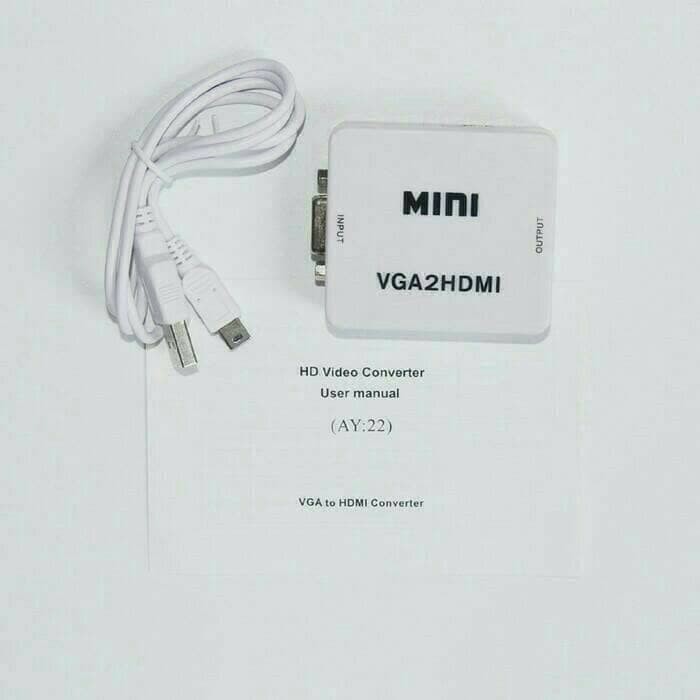 converter VGA female to HDMI female with audio jack 3.5mm kabel 1080P