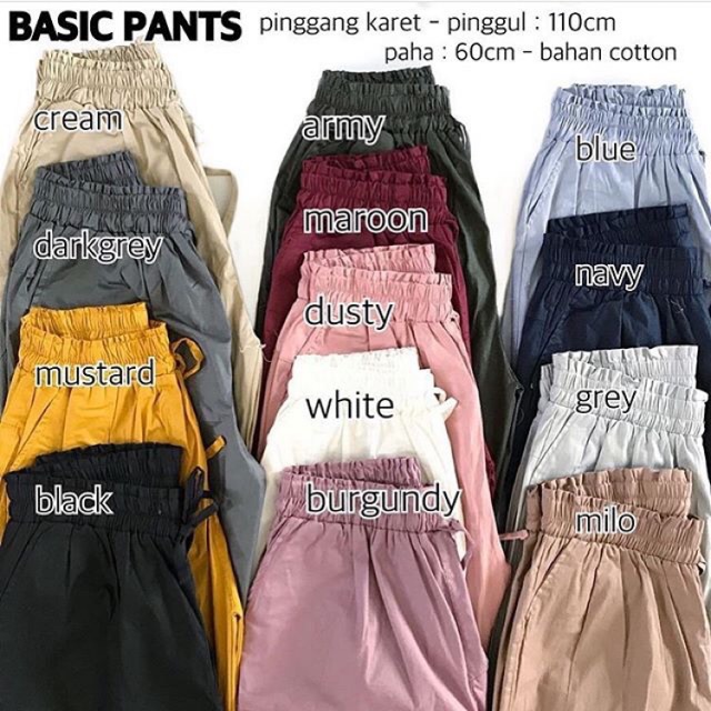 PANTS WANITA CASUAL CHINO BAHAN CELANA FASHION GROSIR MUSLIM LAVVELA @LAVVELA ( BASIC BAGGY PANTS )