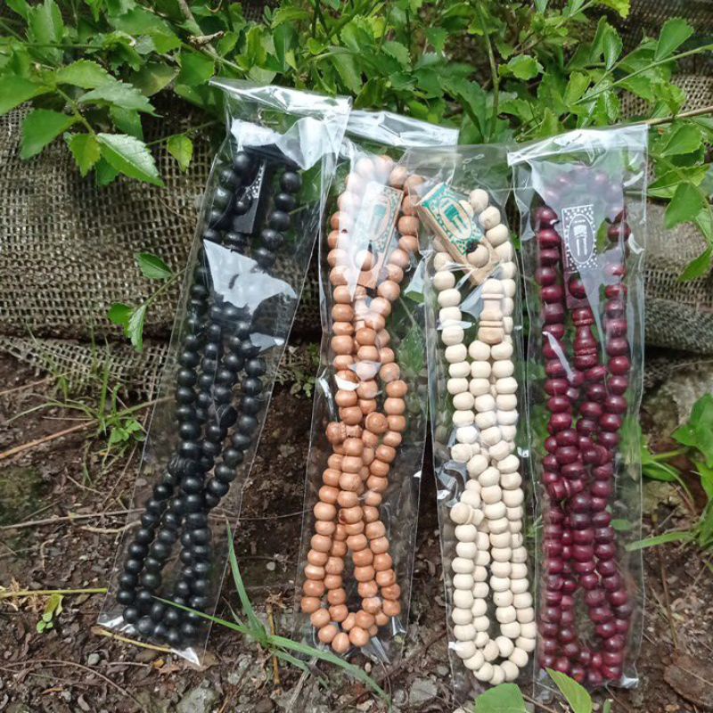 tasbih souvenir kayu kemas plastik isi 99butir 1paket isi 10 tasbih, sovenir haji umroh dan hajatan