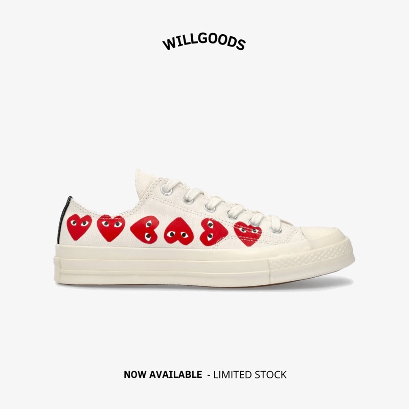 Converse x CDG Play Multi Heart White Low Original 100% BNIB