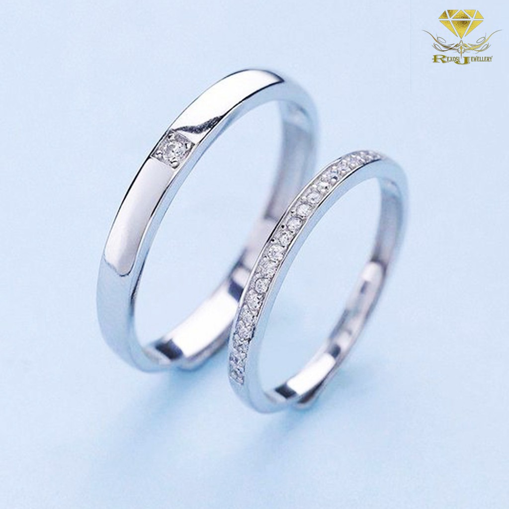 Cincin Nikah Couple Emas Berlian Eropa ASLI ORIGINAL Putih Kawin Tunangan Pernikahan Wedding NC24