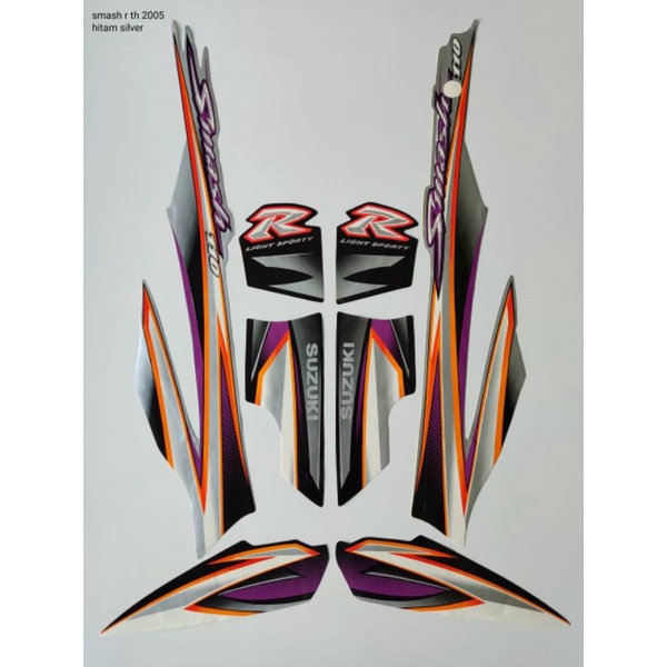 striping motor Suzuki Smash R tahun 2005 warna hitam silver