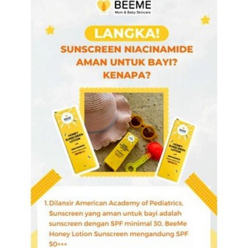 Beeme Honey Sunscreen Lotion with Niacinamide SPF 50+++ 20gr - Suncreen Ibu dan Anak