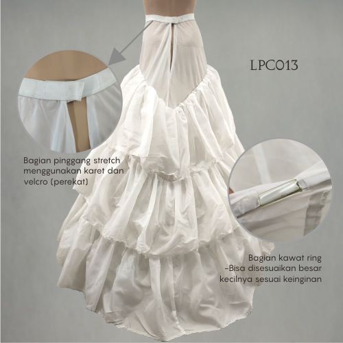 [SIAP KIRIM] PETTICOAT EKOR PENGEMBANG ROK DRESS BRIDAL PUTIH 2 RING LPC013