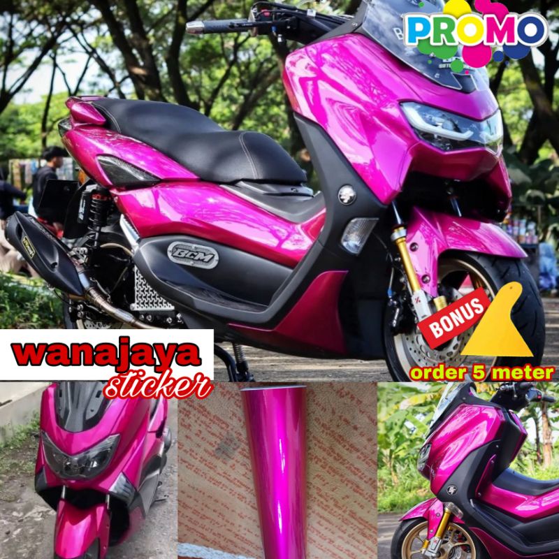 sticker skotlet motor warna pink metalik candy / skotlet pink candy / stiker metalic / skotlet pink