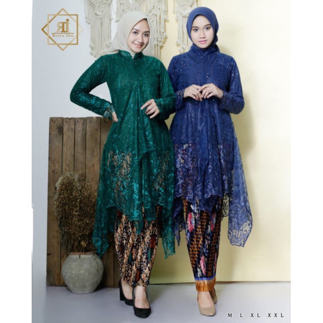 IndahKebaya | SET KEBAYA BUSUI SANGHAI TERMURAH / KEBAYA PESTA / AKAD NIKAH / SET ROK PLISKET JUMBO