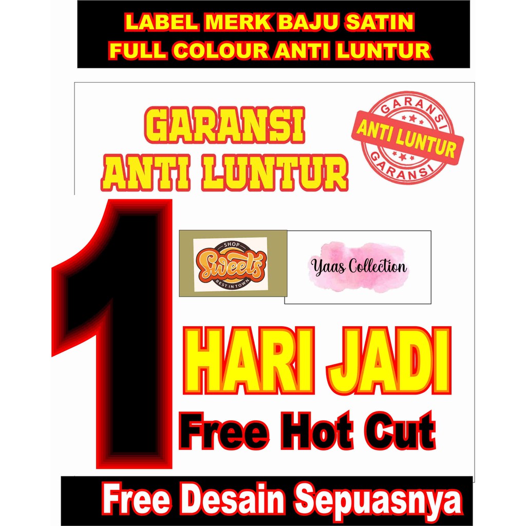

[Min 200 pcs] ANTI LUNTUR Label Hijab / Label Baju / Label Satin Printing label handuk label masker