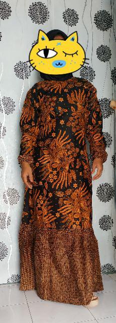 Batik Couple Keluarga Sania Ruffle Ori Ndoro Jowi Dnt Motif Manggar Coklat Rempel Bawah