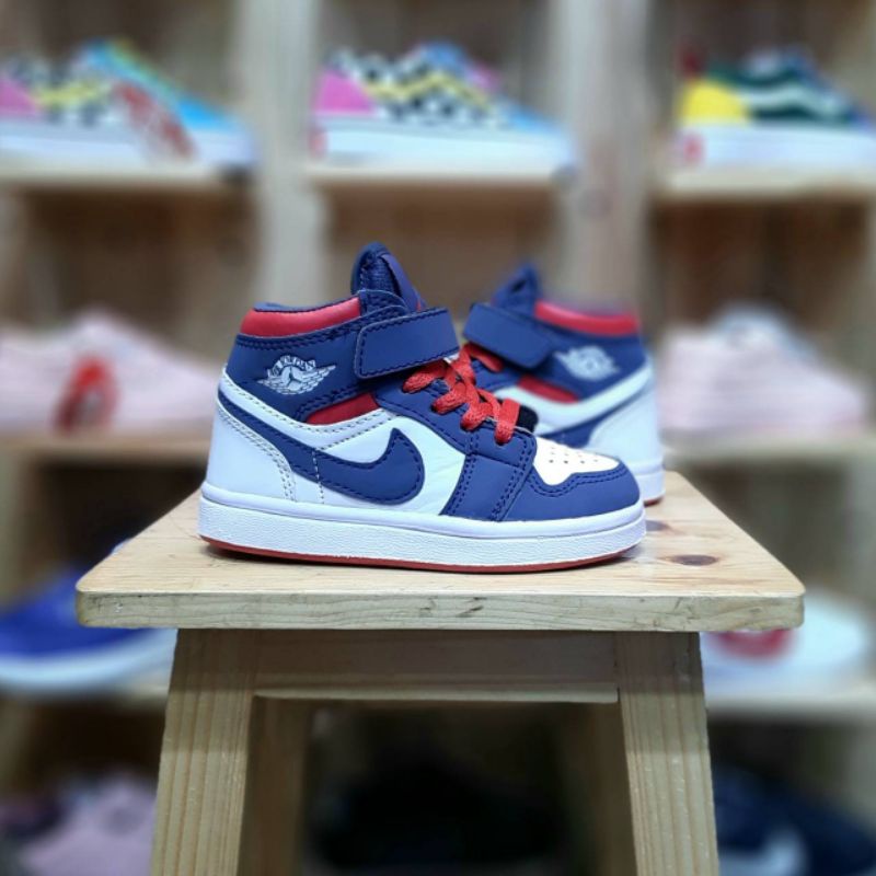 Sepatu Anak Kids Nike Air Jordan 1 High Navy White Red