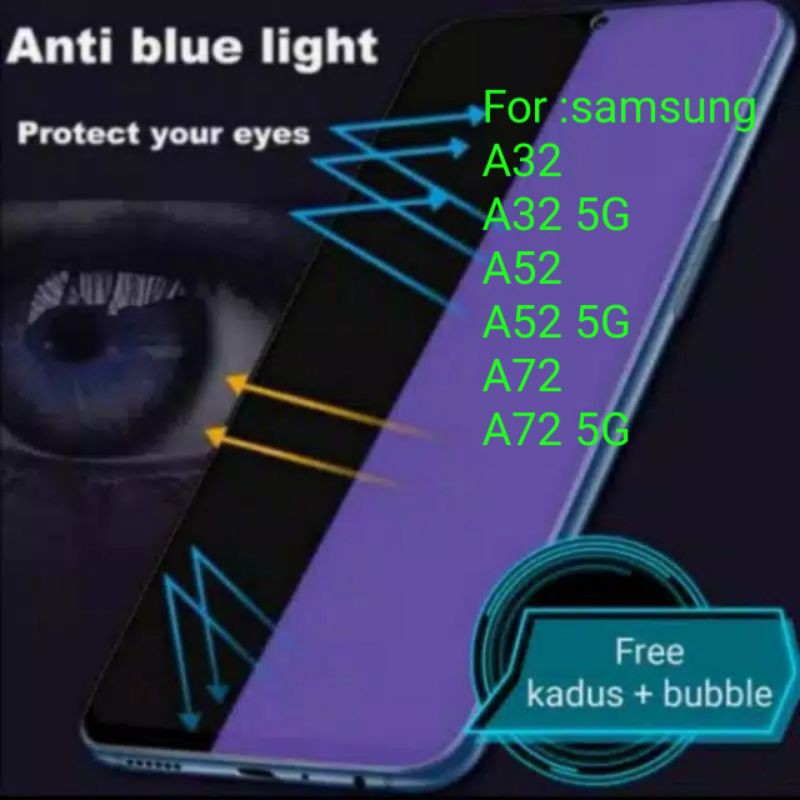 Samsung A32 A52 A72 5G Antigores Antiblue Anti Blue light Tempered Glass Screen Guard protector TG