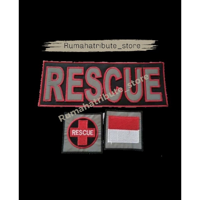 logo bordir patch satu set RESCUE