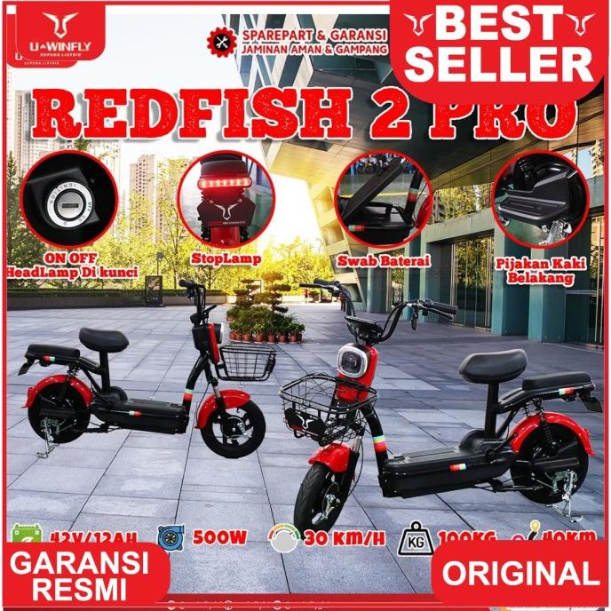 SEPEDA LISTRIK UWINFLY REDFISH PLUS/ REDIFISH PRO GARANSI RESMI ---Terbaru---