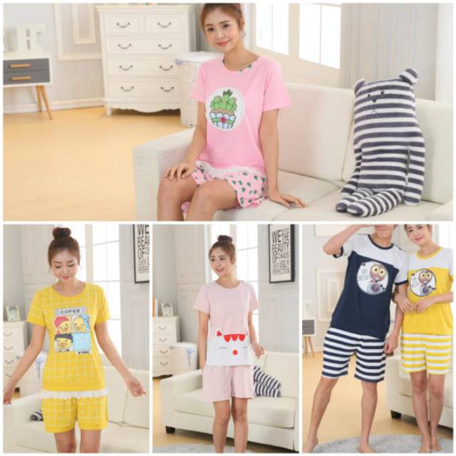  Piyama  Import  Premium Setelan Celana  Pendek  Baju Tidur 