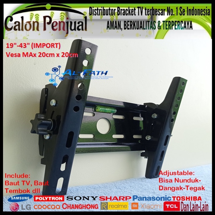 Bracket TV TOSHIBA 19 s/d 43 inch IMPORT QUALITY Garansi 100% cocok