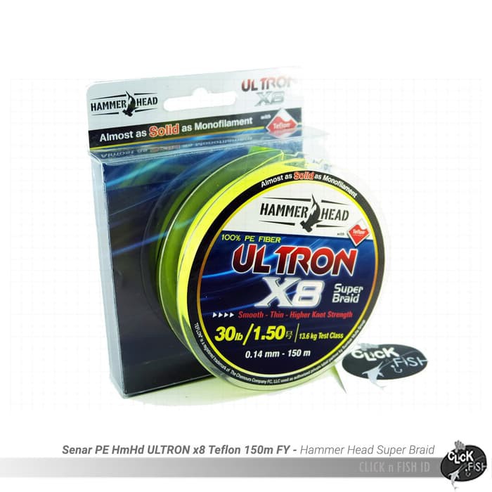 Senar PE#1.5 HammerHead ULTRON X8 30lbs/0.14mm - 13.6kg F Yellow -150m AP-154